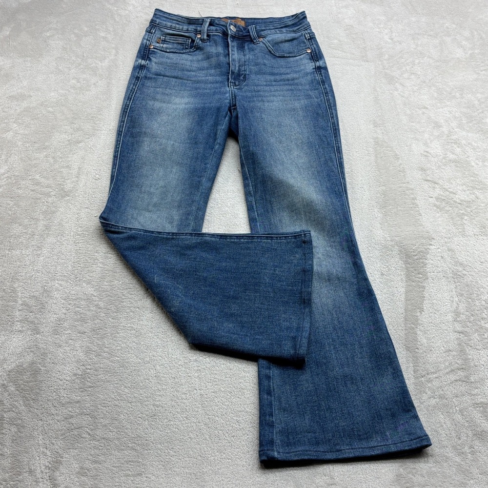Judy Blue Flare Jeans Womens 5/27 Blue High Rise Stretch 70s Retro Boho Western